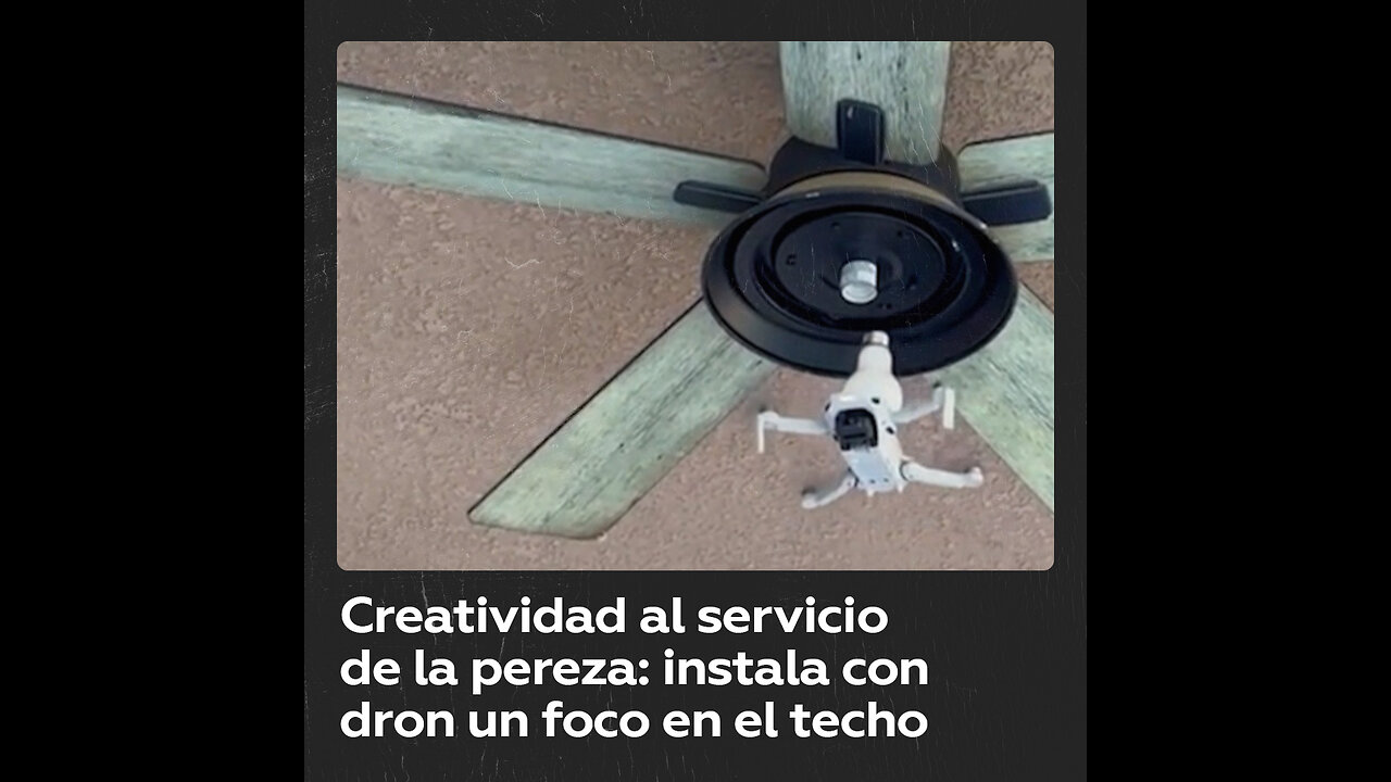 Usa dron para instalar una lamparita en el techo y la Red elogia su destreza