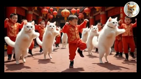 Hilarious Cat Dance Party! 🏮 Celebrating Chinese Festival in Style! 😂🎶🐱 #PetCat #musiccat #funnycat