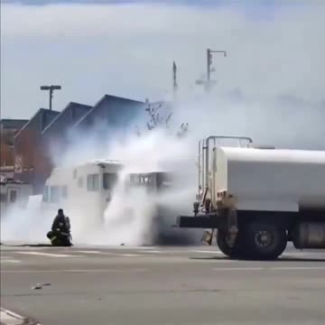 Water delivery trucks shows up Fire Department, puts out fire faster.