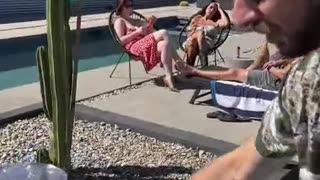 He threw the baby in the pool! 😱