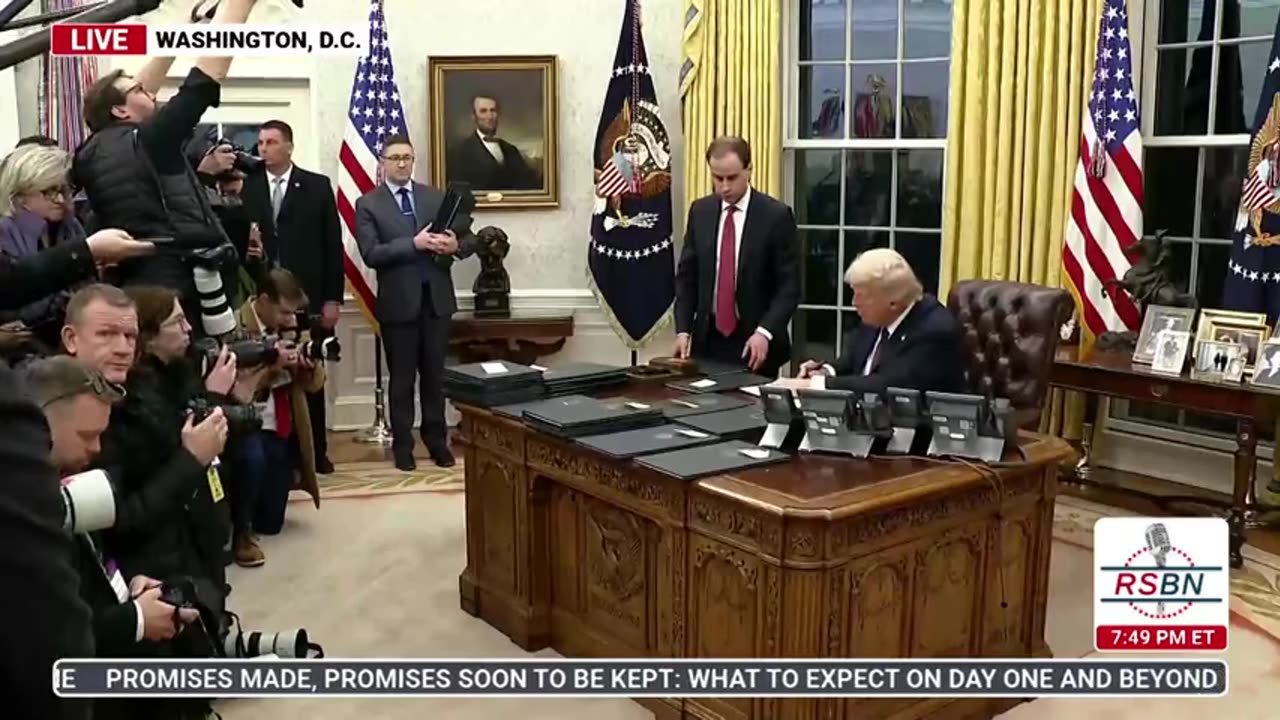 RSBN - President Donald J. Trump Signs More Executive Orders in the Oval Office 1-20-25