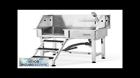 VEVOR 34" Pet Dog Bathing Station w/Ramp Professional Stainless Steel Dog Grooming Review