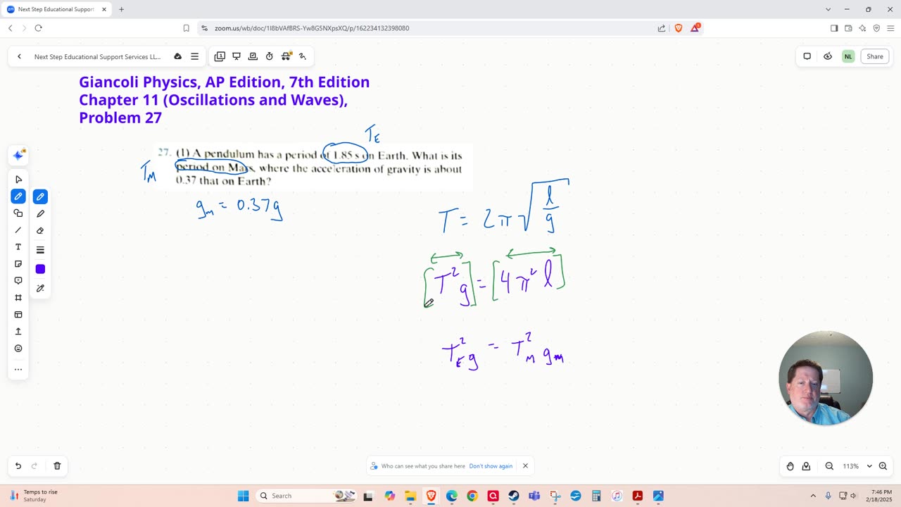 Calculating the Period of a Pendulum on Mars