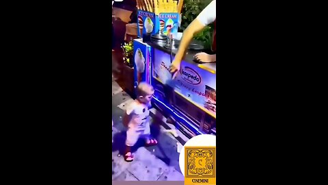 cute baby destroy a ice Cream Shop