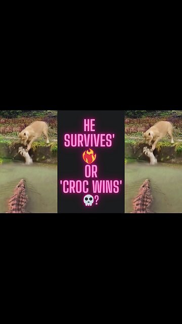 🦁💦Heart-Stopping Moment:Baby Lion Falls in Croc Infested Waters #animals #wildlife #crocodile #lion