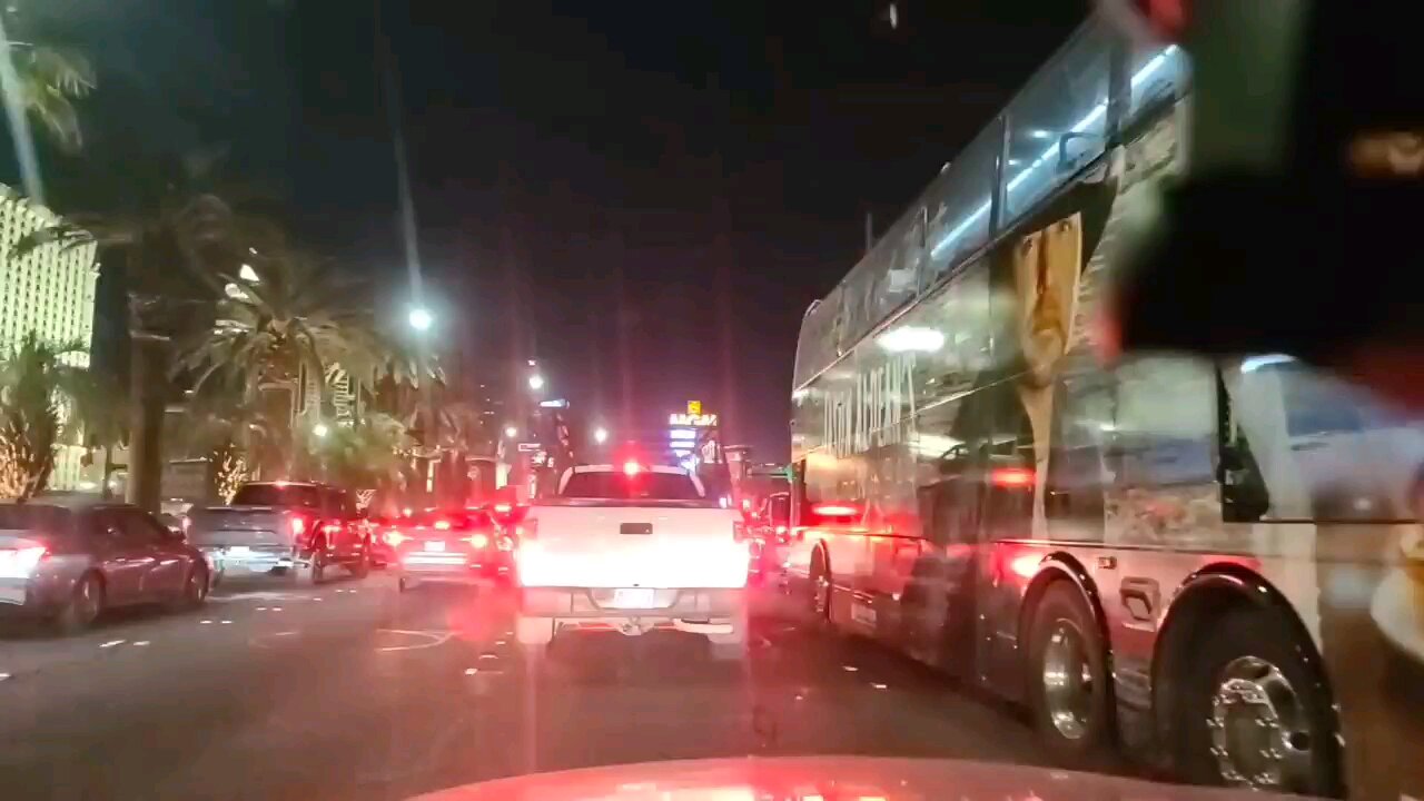 What's it like driving Las Vegas Strip on a Saturday night? Check this out! #follow #lasvegas