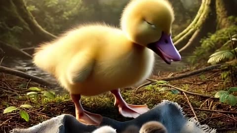 Ducklings help abandoned kittens in the forest 🐥 #DuckRescue #CuteAnimals #AnimalRescue