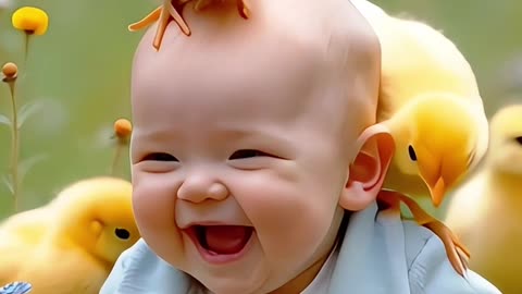 Funny video of baby chicken laughing on baby's head video 2025 skc.com 41