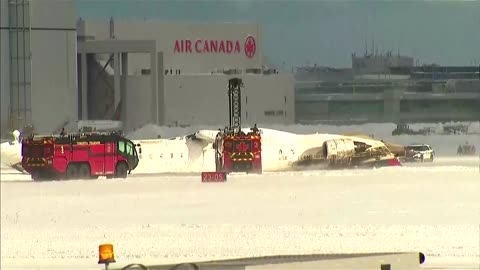 Crews respond to a plane crash at Toronto Pearson Airport