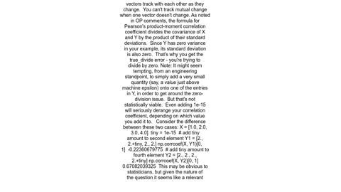 Python numpy.corrcoef() RuntimeWarning invalid value encountered in true_divide c = stddev[, None]