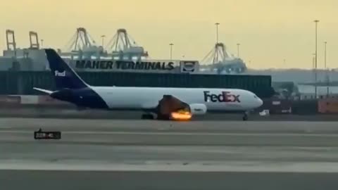 FedEx aircraft makes emergency landing at Newark Airport after catching on fire!