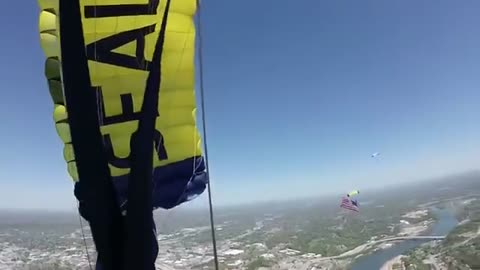 Navy Seals' Insane Parachute Jump Into Football Stadium