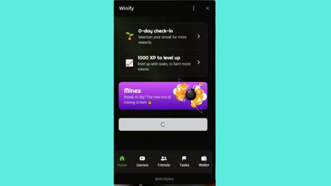 new mining mini app bot telegram winify