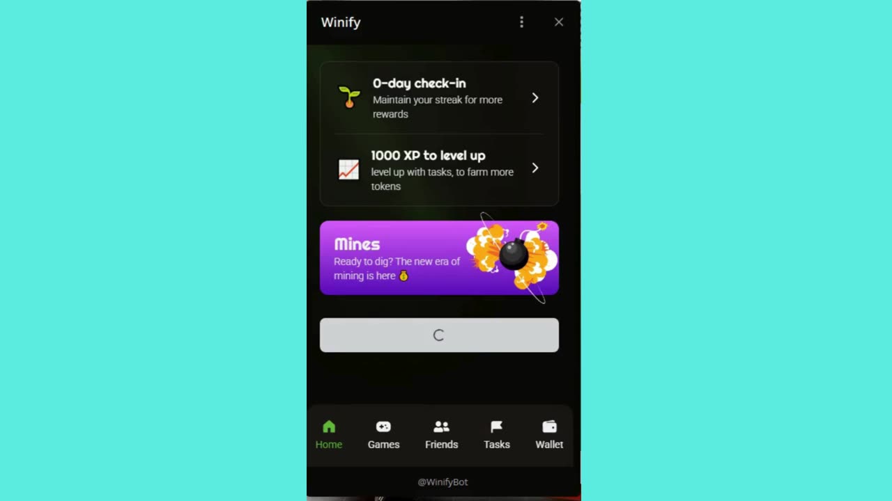 new mining mini app bot telegram winify