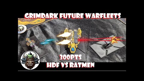 RATS IN SPACE!! Grimdark Warfleets: Human defense force vs Ratmen Clans 300 points