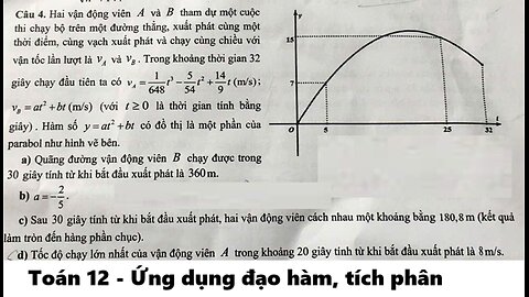 Sở Ninh Bình: Hai vận động viên A và B tham dự một cuộc thi chạy bộ trên một đường thẳng, xuất phát