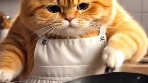 Catlovers catcooking aivideo aigenrator ,aiart ,catlover fyp funnycat funnyvideo viralvideo