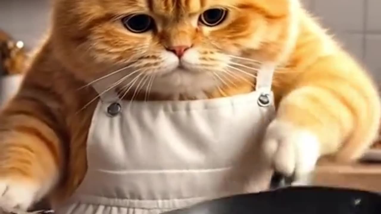 Catlovers catcooking aivideo aigenrator ,aiart ,catlover fyp funnycat funnyvideo viralvideo