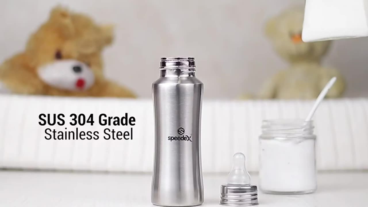 Durable and Safe: Speedex Kid’s 150 ml Stainless Steel Feeding Bottle with Extra Nipple