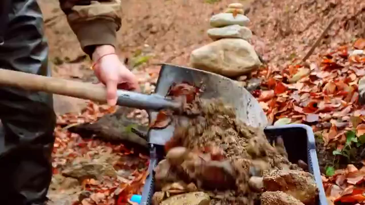 Gold panning in a mountain stream