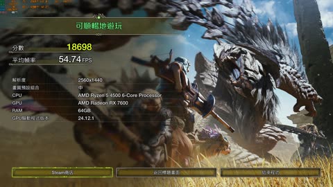 Monster Hunter Wilds Benchmark R5 4500 RX7600