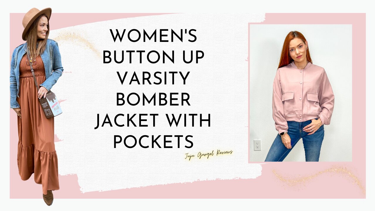 Women's button up varsity bomber jacket with pockets review