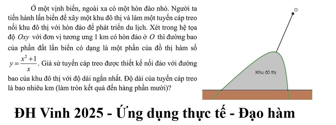 Toán 12: Ở một vịnh biển, ngoài xa có một hòn đào nhỏ. Người ta tiến hành lấn biển để xây một