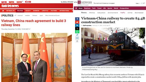 China to help build 3 Railway Lines in Vietnam, one of which is funded by and will link to them