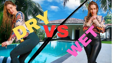 Completely wetlook in leggings at the pool wet vs dry