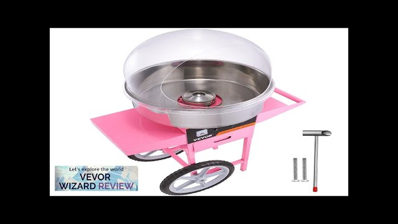 VEVOR Electric Cotton Candy Machine Cart with Bubble Cover Shield 1000W Commercial Review