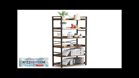 Metal Bookshelf Rustic Bookshelf 6-Tier for Living room Bedroom & Office Review