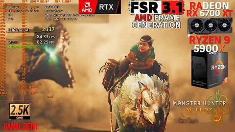 Monster Hunter Wilds Ray Tracing FSR 3 Frame Generation On RX 6700 XT + R9 5900X + 64GB RAM CL16