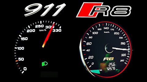 Porsche 911 vs Audi R8 V10 0-300 Autobahn Acceleration