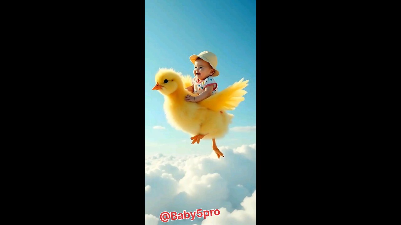 Little boy riding on the back of a little chicken🧑‍🦰🐓