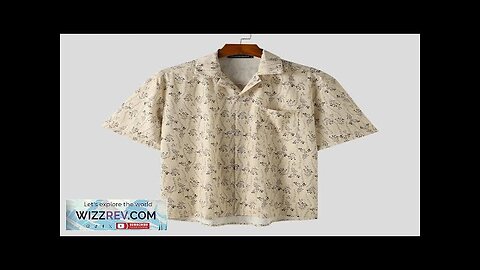 INCERUN Men Printing Shirt Summer Lapel Apricot Shirts Button Short Sleeve Top Review