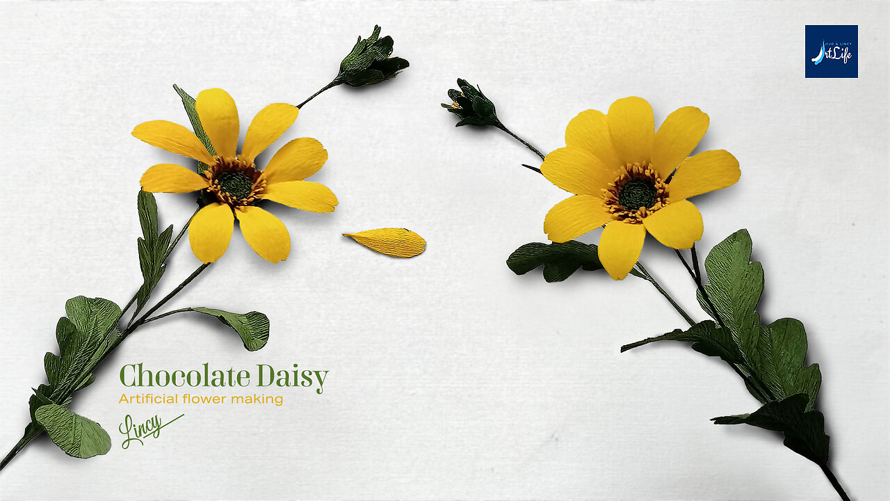 Chocolate Daisy | Crepe paper flower making | Step by step tutorial | DIY