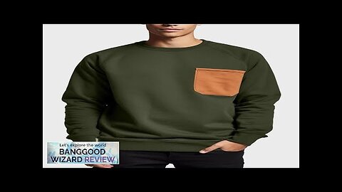 Mens Contrast Chest Pocket Crew Neck Casual Pullover Sweatshirts Navy S Review