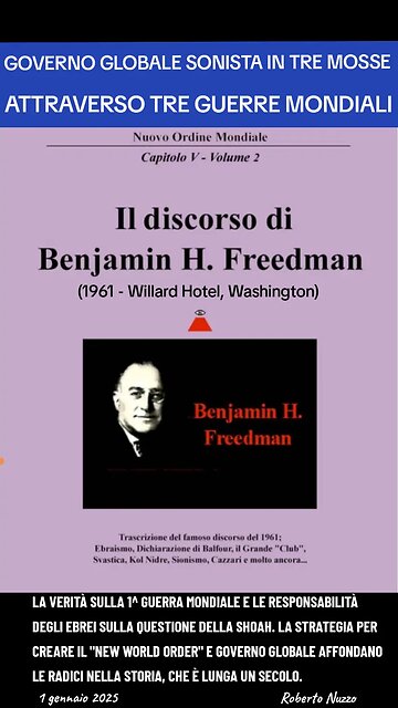 Benjamin Freedman: <<IL SIONISMO È LA FONTE DI GRAN PARTE DELLA VIOLENZA, DISASTRI E GUERRE CHE ACCADONO NEL MONDO>> (le fonti in descrizione)