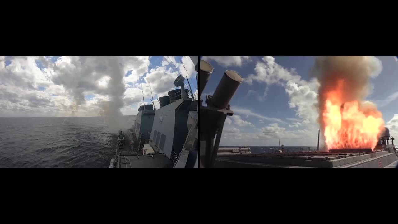 The US military released footage of Tomahawk missiles being launched from