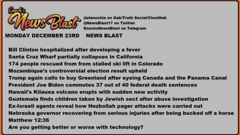 Monday December 23, 2024. News