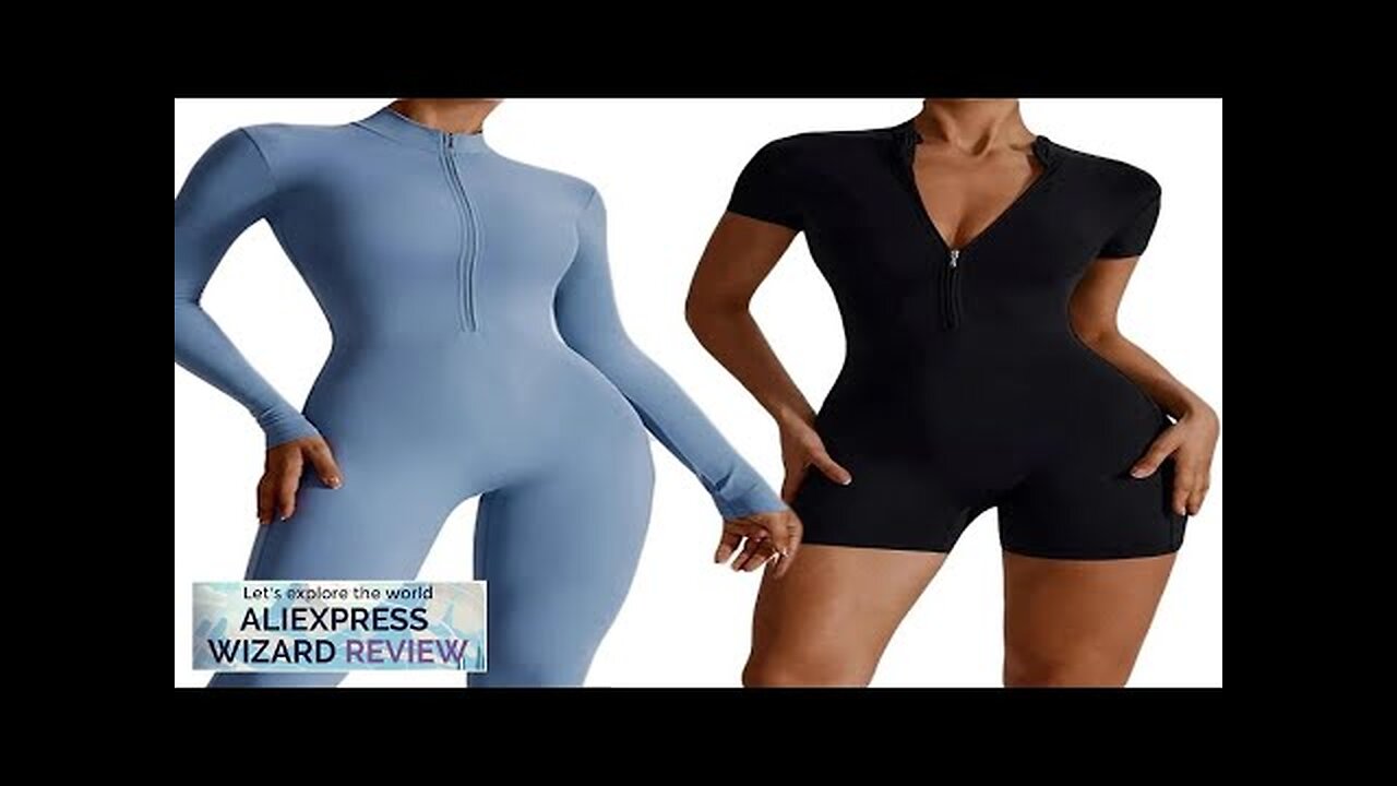 Summer Zipper Workout Jumpsuit Sports Overalls Women Gym Clothing Running Fitness Suits Review