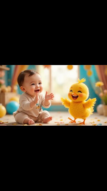 Joyful Baby and Dancing Chick Make Magic! 🐥✨👶