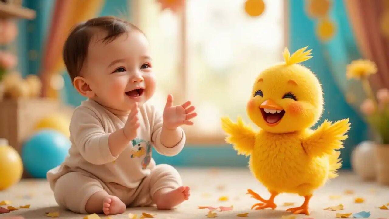 Joyful Baby and Dancing Chick Make Magic! 🐥✨👶