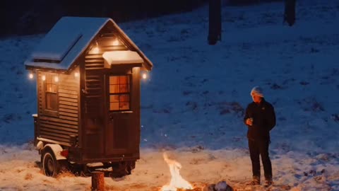 Spend the night with me in my tiny house. 19sqft. Full video in bio for a cozy watch