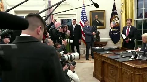 Trump signs another batch of Executive Orders while taking Unscripted Questions from the Press