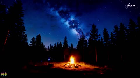 🌌 Starry Forest Camping 1 Hour Relaxing Guitar Acoustic | Stress Relief & Study Music 🎸