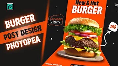 Burger food social media banner design in Photopea l easy canva l Photopea tutorial