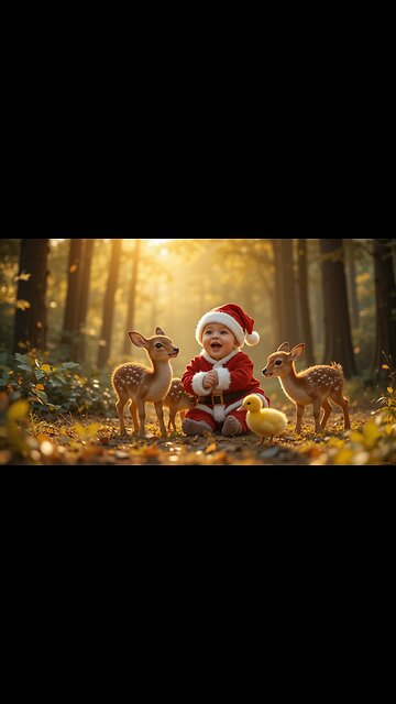 Unbelievable Baby Santa Spreads Joy with Adorable Forest Friends! 🎅🦌