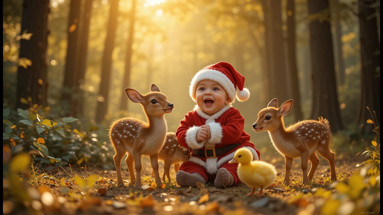 Unbelievable Baby Santa Spreads Joy with Adorable Forest Friends! 🎅🦌