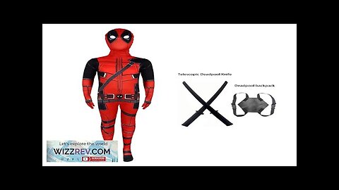 Superhero Deadpool Costume Men Women Cosplay Jumpsuit Suit Backpack Knif Accessories Boys Review